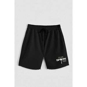 Kraťasy, Barva Černá, s Potiskem Hedrix Spoon obraz