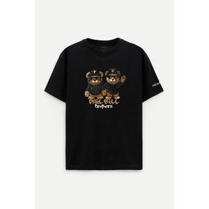 Oversized Tričko, Barva Černá s Potiskem Bears obraz