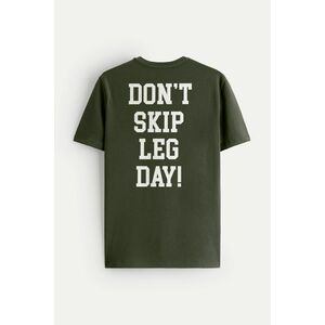 Tričko, Barva Khaki, s Potiskem Leg Day obraz