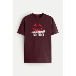 Tričko, Barva Bordó, s Potiskem Keep Smilling obraz