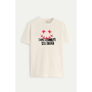 Tričko, Barva Ecru, s Potiskem Keep Smilling obraz