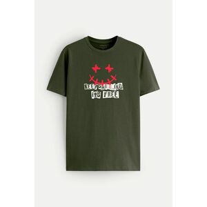 Tričko, Barva Khaki, s Potiskem Keep Smilling obraz