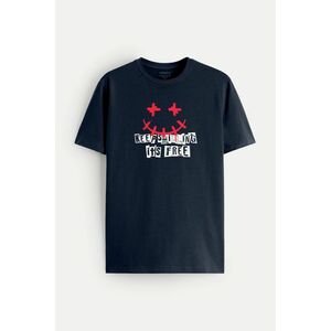 Tričko, Barva Modrá, s Potiskem Keep Smilling obraz