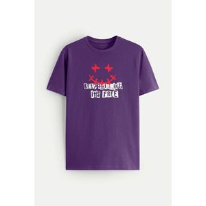 Tričko, Barva Fialová, s Potiskem Keep Smilling obraz