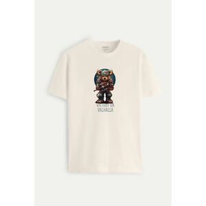 Tričko, Barva Ecru, s Potiskem Victory Or Valhalla obraz