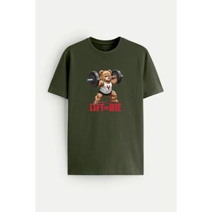 Tričko, Barva Khaki, s Potiskem Lift Or Die obraz
