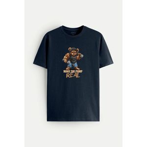 Tričko, Barva Modrá, s Potiskem Fitness Bear obraz