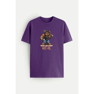 Tričko, Barva Fialová, s Potiskem Fitness Bear obraz