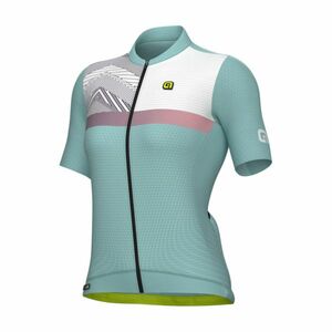 ALÉ Cyklistický dres s krátkým rukávem - ZIG ZAG PR-S - tyrkysová XS obraz