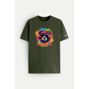Tričko, Barva Khaki, s Potiskem Rave Bear obraz