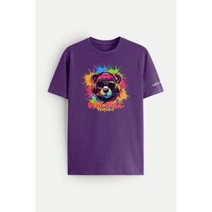 Tričko, Barva Fialová, s Potiskem Rave Bear obraz