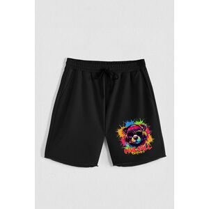 Kraťasy, Barva Černá, s Potiskem Hedrix Rave Bear obraz