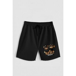 Kraťasy, Barva Černá, s Potiskem Hedrix Bears obraz