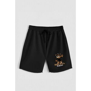 Kraťasy, Barva Černá, s Potiskem Hedrix B Bear obraz