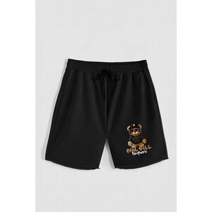 Kraťasy, Barva Černá, s Potiskem Hedrix P Bear obraz