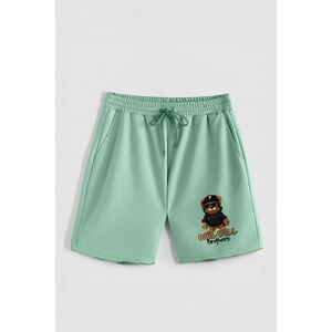 Kraťasy, Barva Světle Zelená, s Potiskem Hedrix P Bear obraz