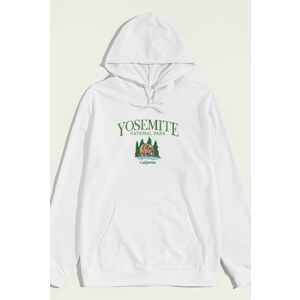 Mikina s Kapucí, Barva Bílá, s Potiskem Yosemite Park obraz