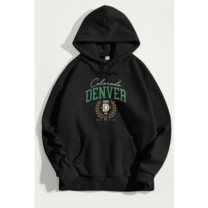 Mikina s Kapucí, Barva Černá, s Potiskem Denver Rich Club obraz