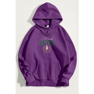 Mikina s Kapucí, Barva Fialová , s Potiskem Denver Rich Club obraz