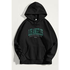 Mikina s Kapucí, Barva Černá, s Potiskem Los Angeles USA obraz
