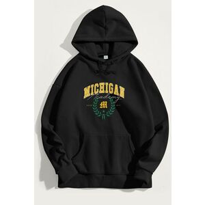 Mikina s Kapucí, Barva Černá, s Potiskem Michigan Academy obraz