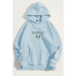 Mikina s Kapucí, Barva Nebesky Modrá , s Potiskem Napoli obraz