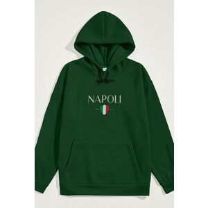 Mikina s Kapucí, Barva Zelená, s Potiskem Napoli obraz