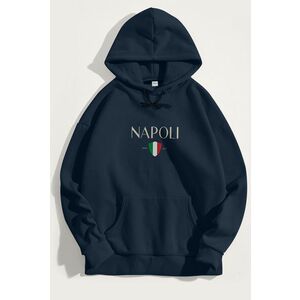 Mikina s Kapucí, Barva Modrá, s Potiskem Napoli obraz