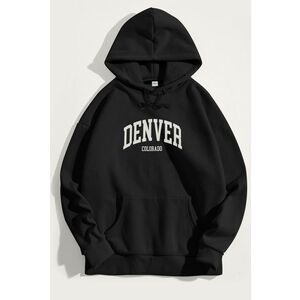Mikina s Kapucí, Barva Černá, s Potiskem Denver Colorado obraz