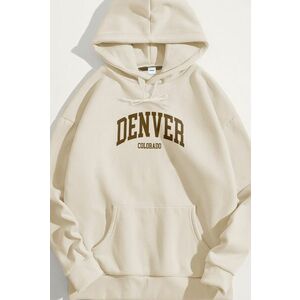 Mikina s Kapucí, Barva Ekru, s Potiskem Denver Colorado obraz