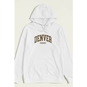 Mikina s Kapucí, Barva Bílá, s Potiskem Denver Colorado obraz