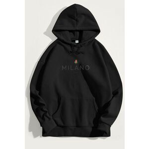 Mikina s Kapucí, Barva Černá, s Potiskem Milano Flag obraz