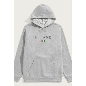 Mikina s Kapucí, Barva Šedá, s Potiskem Milano Italia obraz