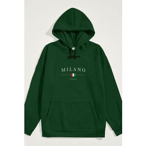 Mikina s Kapucí, Barva Zelená, s Potiskem Milano Italia obraz