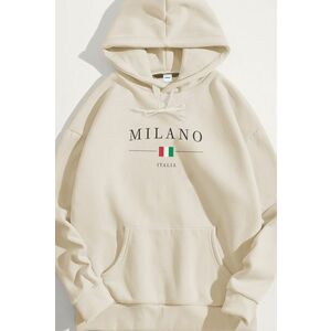 Mikina s Kapucí, Barva Ekru, s Potiskem Milano Italia obraz