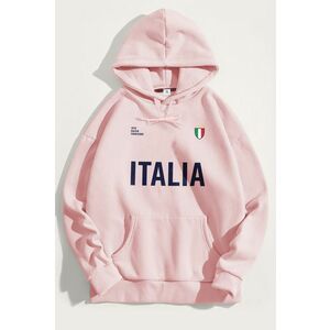 Mikina s Kapucí, Barva Růžová, s Potiskem Italia Bold obraz