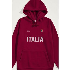 Mikina s Kapucí, Barva Bordó, s Potiskem Italia Bold obraz