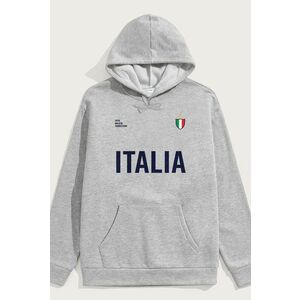 Mikina s Kapucí, Barva Šedá, s Potiskem Italia Bold obraz