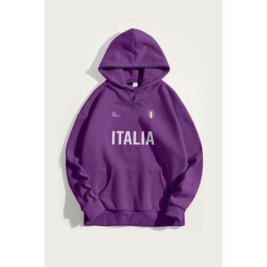 Mikina s Kapucí, Barva Fialová , s Potiskem Italia Bold obraz
