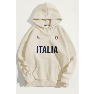 Mikina s Kapucí, Barva Ekru, s Potiskem Italia Bold obraz