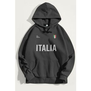 Mikina s Kapucí, Barva Železitě Šedá, s Potiskem Italia Bold obraz