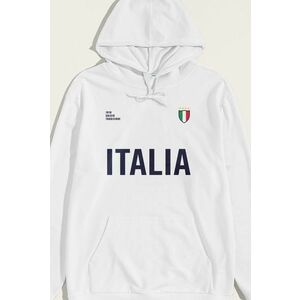 Mikina s Kapucí, Barva Bílá, s Potiskem Italia Bold obraz