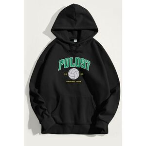 Mikina s Kapucí, Barva Černá, s Potiskem National Team obraz