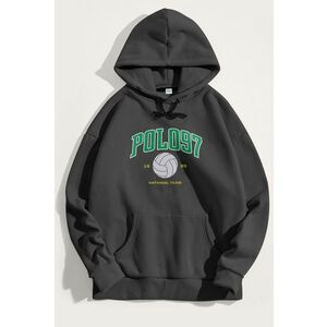 Mikina s Kapucí, Barva Železitě Šedá, s Potiskem National Team obraz