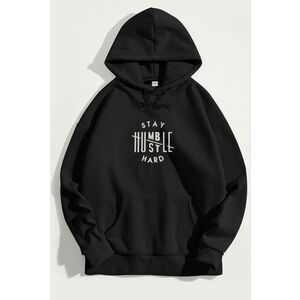 Mikina s Kapucí, Barva Černá, s Potiskem Stay Humble Hustle Hard obraz