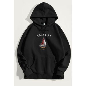 Mikina s Kapucí, Barva Černá, s Potiskem Amalfi Coast obraz