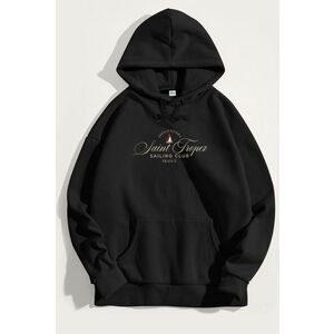 Mikina s Kapucí, Barva Černá, s Potiskem Saint Tropez Sailing Club obraz