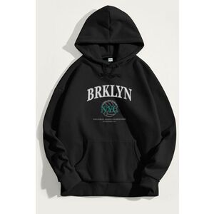 Mikina s Kapucí, Barva Černá, s Potiskem Brooklyn NYC obraz