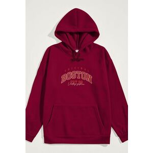 Mikina s Kapucí, Barva Bordó, s Potiskem Boston Original obraz