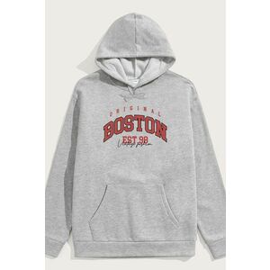 Mikina s Kapucí, Barva Šedá, s Potiskem Boston Original obraz